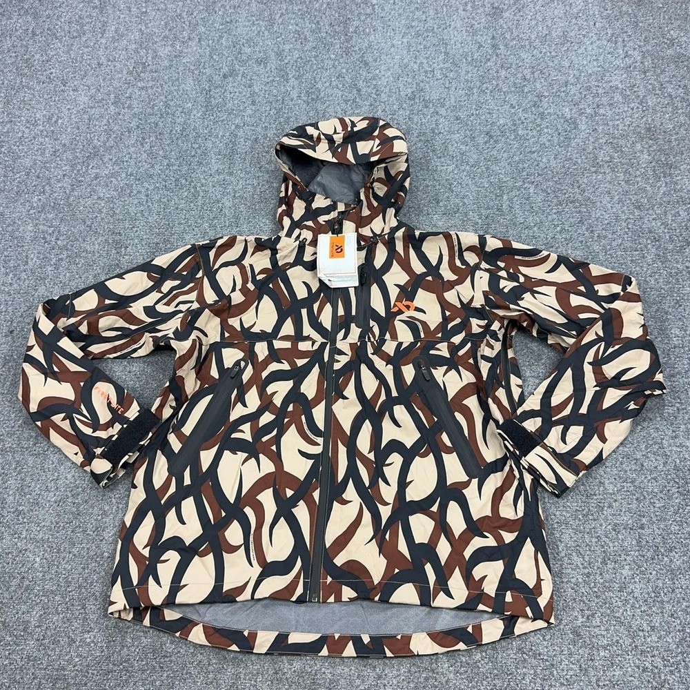 First Lite Seak Stormtight Jacket Mens XL ASAT Camo Waterproof Hooded Hunting